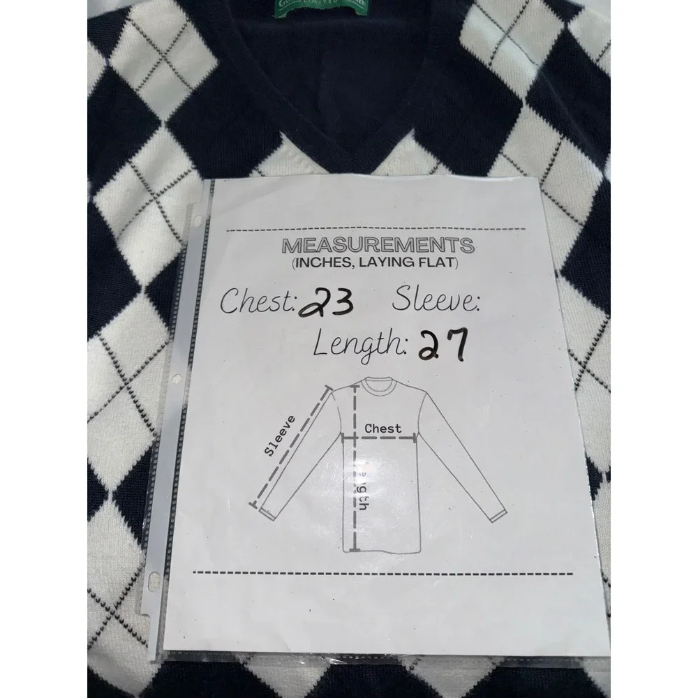 GolfKnickers.com Wool Blend Navy White Argyle V Neck Golf Sweater Vest XL Preppy